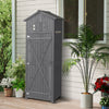 180.5CM Tall Outdoor Storage Cabinet with Lockable Doors and Foldable Table-Grey
