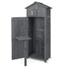 180.5CM Tall Outdoor Storage Cabinet with Lockable Doors and Foldable Table-Grey