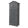 180.5CM Tall Outdoor Storage Cabinet with Lockable Doors and Foldable Table-Grey