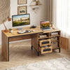 180 cm Wooden Executive Desk with Open Compartments-Natural