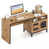 180 cm Wooden Executive Desk with Open Compartments-Natural