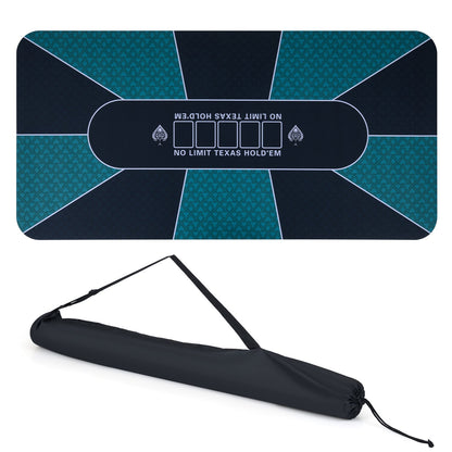Poker Table Top with Water-repellent Surface shown flat with its black carry bag underneath
