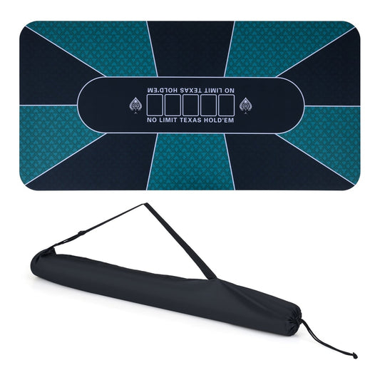 Poker Table Top with Water-repellent Surface shown flat with its black carry bag underneath