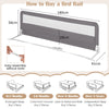 180CM Foldable Baby Bed Rail Guard with Removable Cover and Safety Strap-Grey