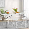 180 CM Folding Plastic Dining Table with Handle Metal Legs and Non-slip Foot Pads