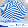 180 cm Outdoor Fringe Patio Umbrella with Carrying Bag-Blue