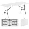 180 cm Portable Folding Dining Table with HDPE Tabletop and Safe Lock Mechanism-White