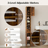 180 cm Tall Bathroom Cabinet Narrow Storage Organizer with 3 Doors and Adjustable Shelves-Rustic Brown