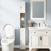 180 cm Tall Bathroom Cabinet Narrow Storage Organizer with 3 Doors and Adjustable Shelves-White