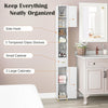 180 cm Tall Bathroom Cabinet Narrow Storage Organizer with 3 Doors and Adjustable Shelves-White