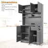 180cm Tall Pantry Cabinet with Outlets and Anti-Tipping Kits-Grey