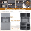180cm Tall Pantry Cabinet with Outlets and Anti-Tipping Kits-Grey