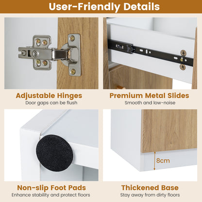 180cm Tall Pantry Cabinet with Outlets and Anti-Tipping Kits-Natural