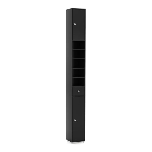 180CM Tall Freestanding Bathroom Cabinet in black with two doors and one drawer