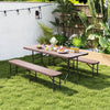 180cm Folding Bench Rattan-Like HDPE Seat with Handle and Lock-Coffee
