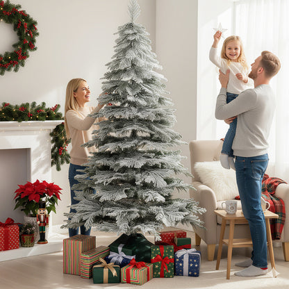 190CM Artificial Christmas Tree Hinged Holiday Tree with Lush Branch Tips