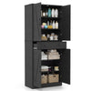 183cm Tall Kitchen Pantry with 4 Barn Doors and 3 Adjustable Shelves-Black