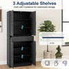 183cm Tall Kitchen Pantry with 4 Barn Doors and 3 Adjustable Shelves-Black