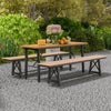 183cm Patio Long Bench with Weatherproof HDPE Seat for 4 People-Brown