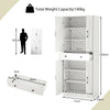 183cm Tall Kitchen Pantry with 4 Barn Doors and 3 Adjustable Shelves-White