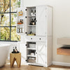 184 cm Kitchen Pantry Cabinet with Large Drawer and 6 Door Shelves-White