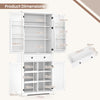 184 cm Kitchen Pantry Cabinet with Large Drawer and 6 Door Shelves-White