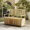 185L Patio Storage Bench Solid Wood Storage Loveseat with Backrest and Armrests-Natural