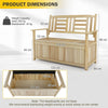 185L Patio Storage Bench Solid Wood Storage Loveseat with Backrest and Armrests-Natural
