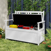 185L Patio Storage Bench Solid Wood Storage Loveseat with Backrest and Armrests-White