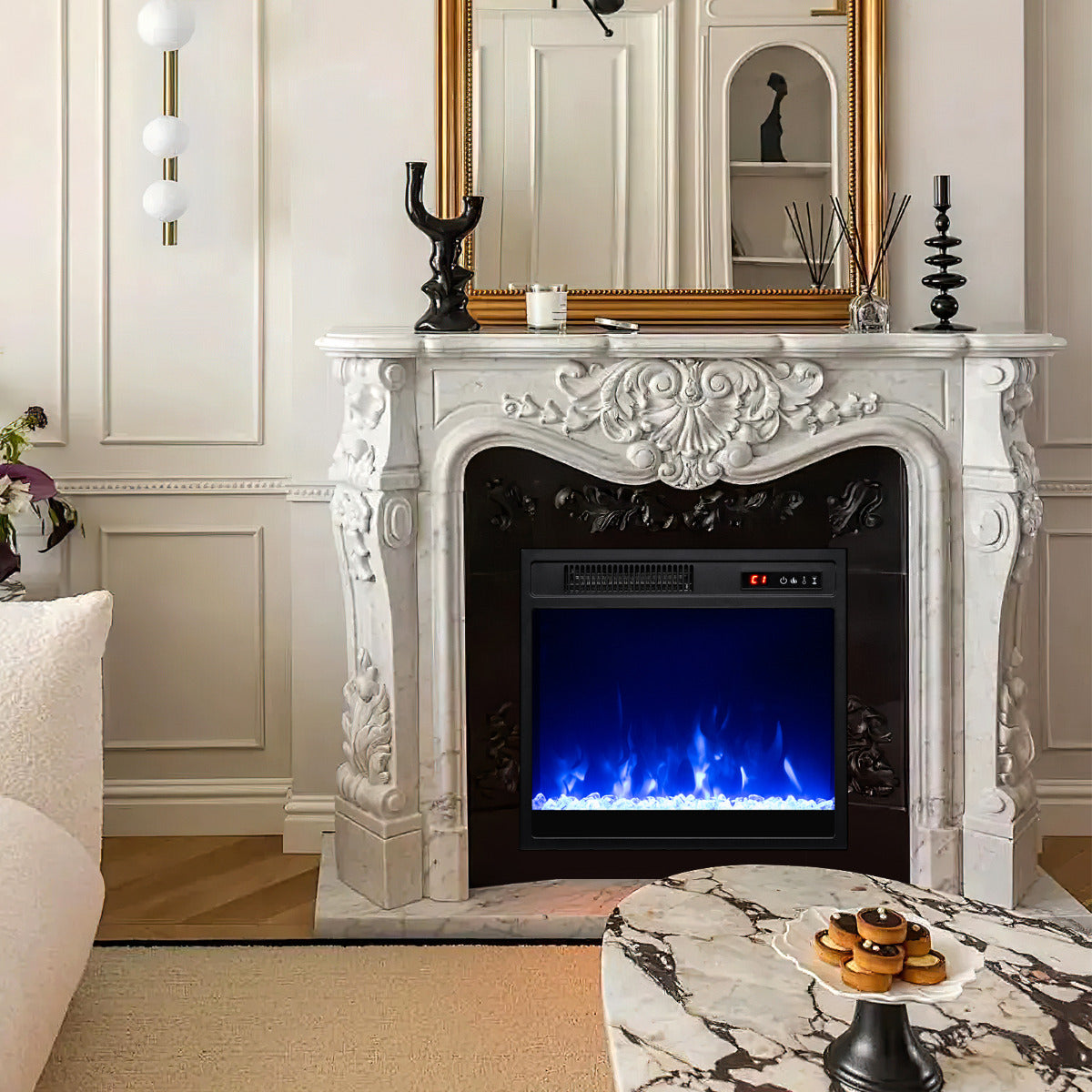 18" Electric Fireplace Insert 750W/1500W Fireplace Heater