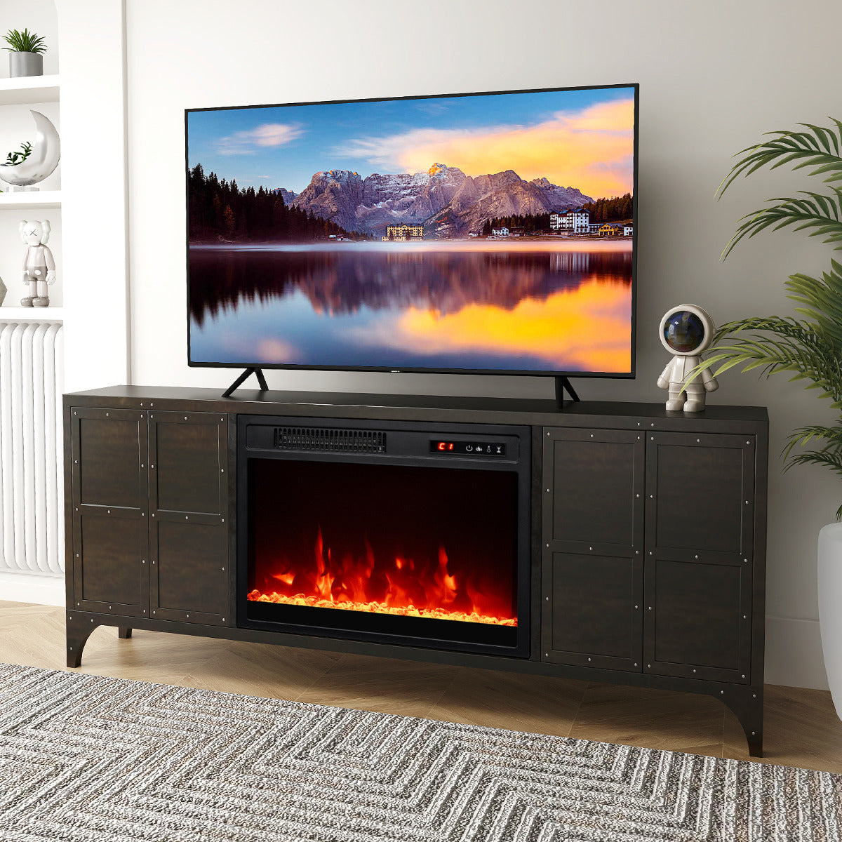 18" Electric Fireplace Insert 750W/1500W Fireplace Heater