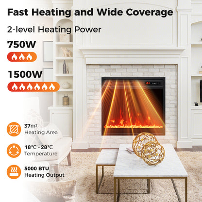 18" Electric Fireplace Insert 750W/1500W Fireplace Heater