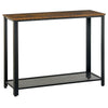 HOMCOM Industrial Console Table√Ø¬º≈íEntryway Table w/Bottom Mesh Shelf Metal Frame Vintage Sofa Table for Hallway, Living Room, Rustic Brown