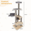 197 CM Tall Cat Tree with Comfy Padded Top Perch-Grey
