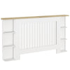 HOMCOM Radiator Cover with Open Storage Shelves, Vertical Slatted Cabinet Shelf Heater Cover for Living Room, Hallway, Large, White (H: 83 / W: 152 / D: 19 cm)