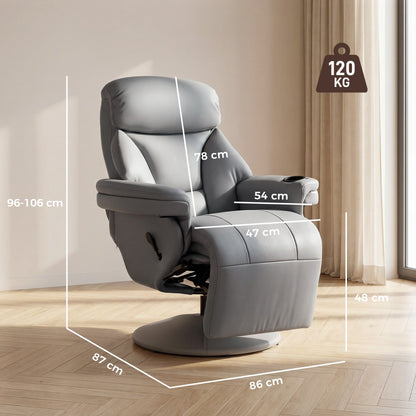 HOMCOM Upholstered Reclining Armchair, Manual Recliner Chair with Footrest and Adjustable Backrest, Grey