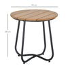Outsunny Round Outdoor Side Table Adjustable Leg Pads Garden Table 49 x 49 x 48 cm Natural Wood & Black