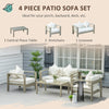 Outsunny 4 Pieces Outdoor Garden Furniture Set, Aluminium Frame Backyard Furniture w/ Thick Padded Cushioned Loveseat, 2 Chairs, and Glass Top Table, Champagne Gold