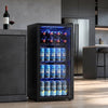 HOMCOM 90L Drinks Fridge, 139 Can Under Counter Freestanding Beer Fridge with LED Light