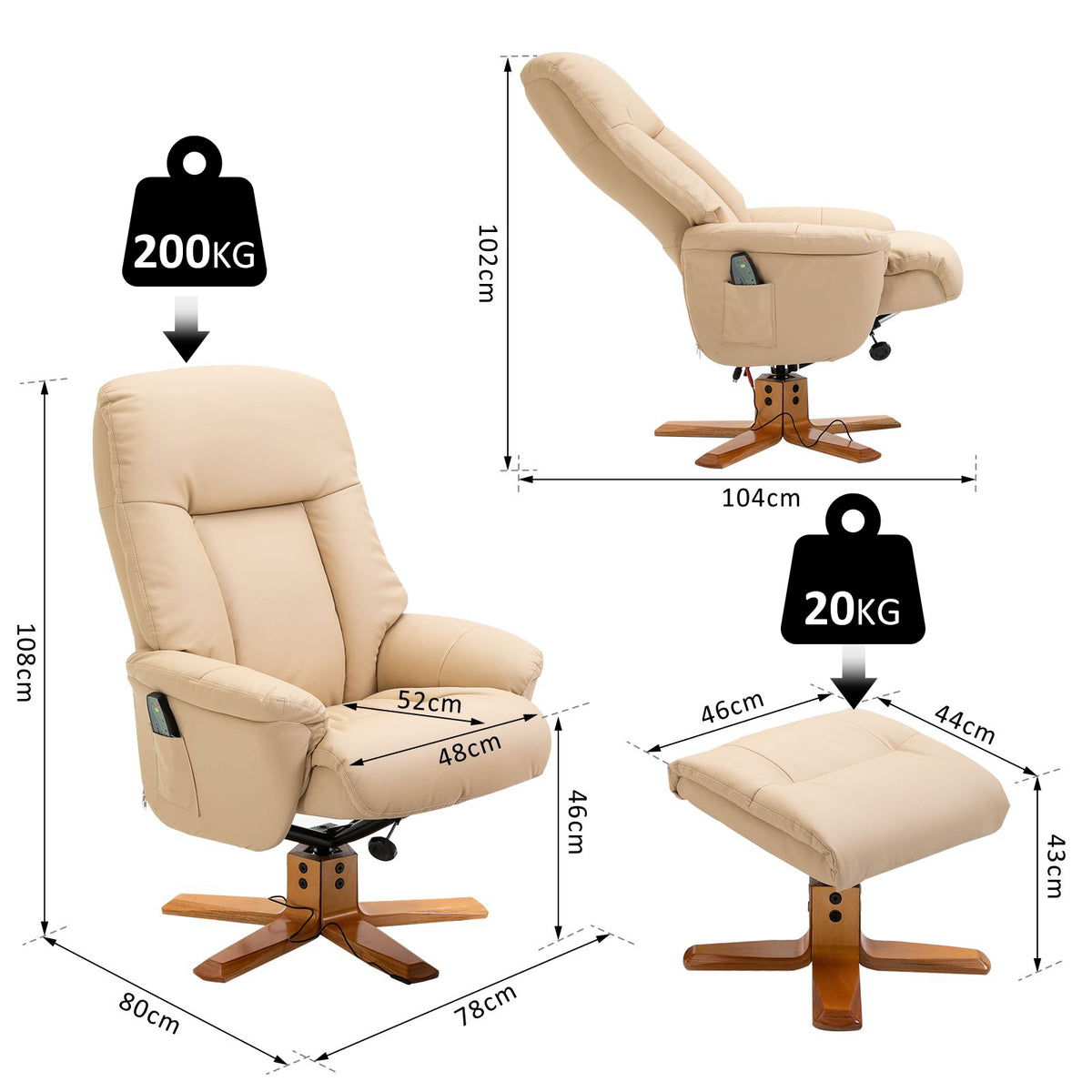 HOMCOM 10-Point Massage Sofa in Beige