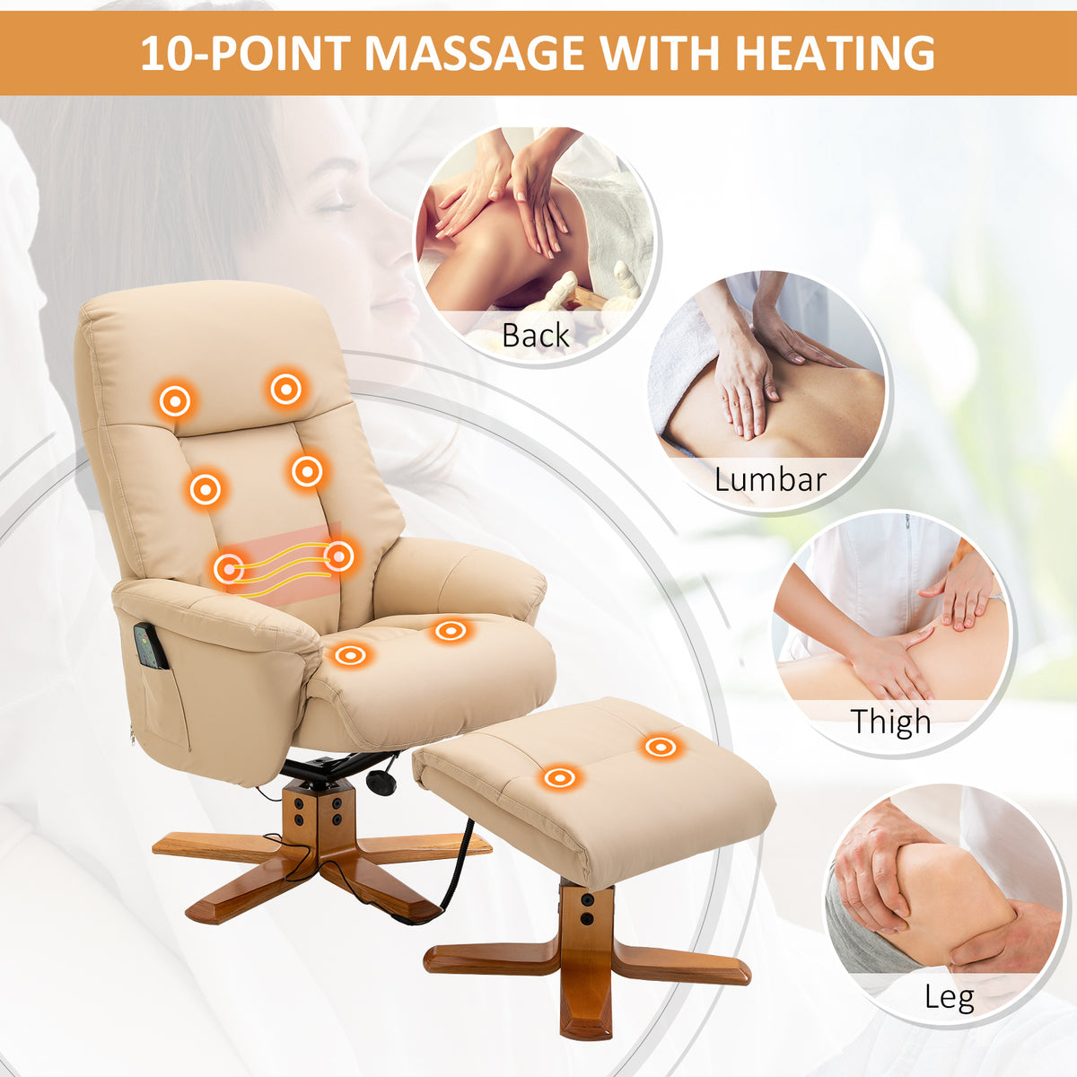 HOMCOM 10-Point Massage Sofa in Beige