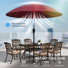 Outsunny 2 m Shanghai Garden Parasol Umbrella with 16 Fibreglass Ribs, Outdoor Parasol Sun Shade with Crank & Tilt, Wine Red