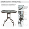 Outsunny 6 Piece Garden Dining Set with Umbrella, Outdoor Dining Sets with Parasol, 4 Folding Dining Chairs & Round Tempered Glass Table, Grey