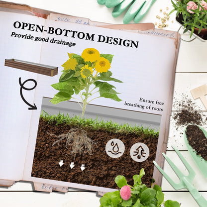 Outsunny 60 x 240cm Galvanised Steel Planter, with Open Bottom, Brown