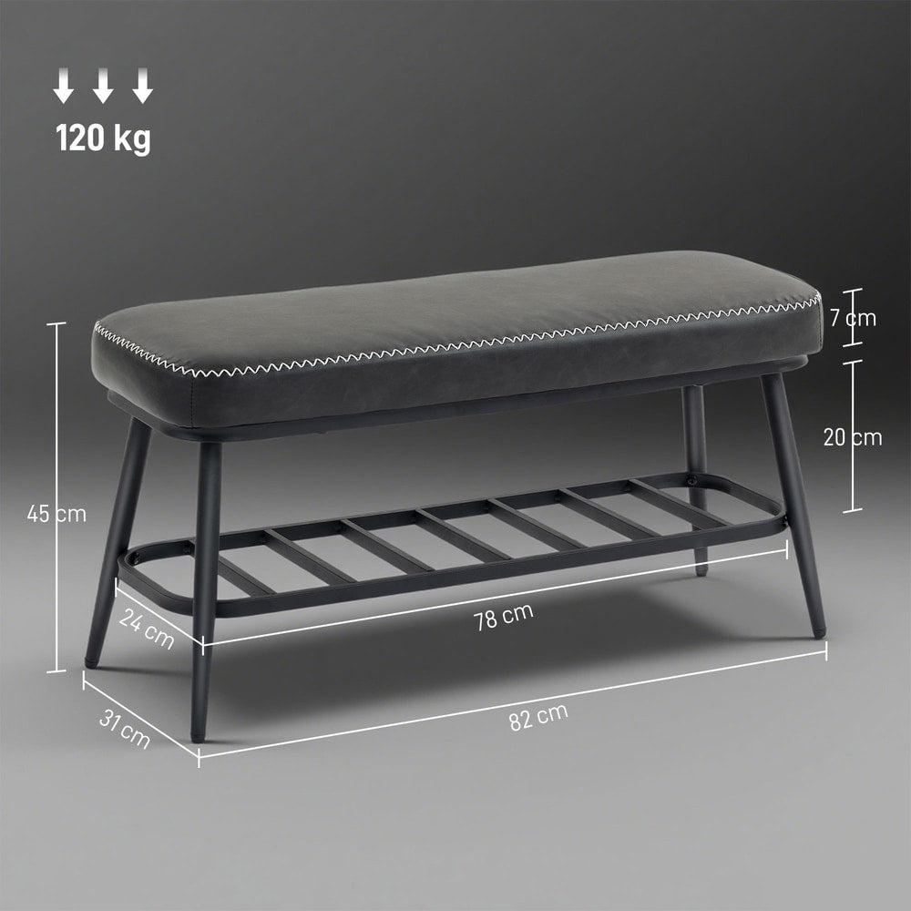 HOMCOM PU Leather Shoe Storage Bench in Charcoal Grey