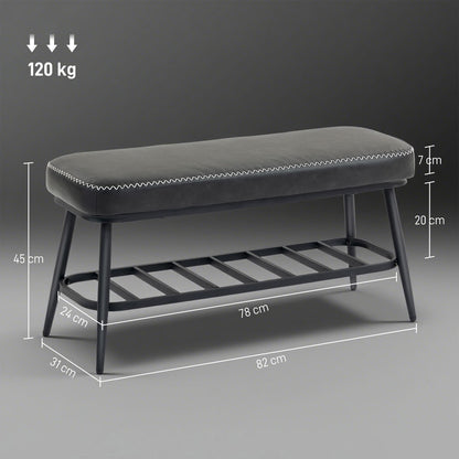 HOMCOM PU Leather Shoe Storage Bench in Charcoal Grey