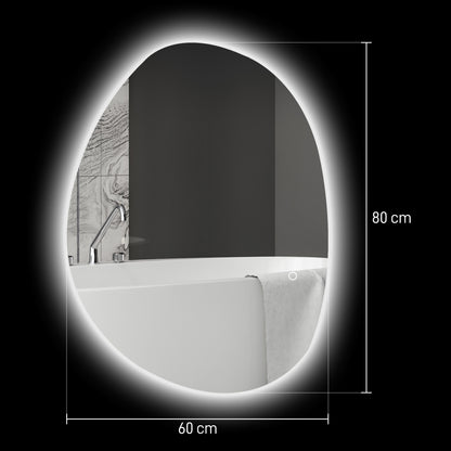 HOMCOM 80x60cm Bathroom Mirror with LED Lights, 3 Colours Dimmable, Anti-Fog, Memory & Touch Switch, IP44
