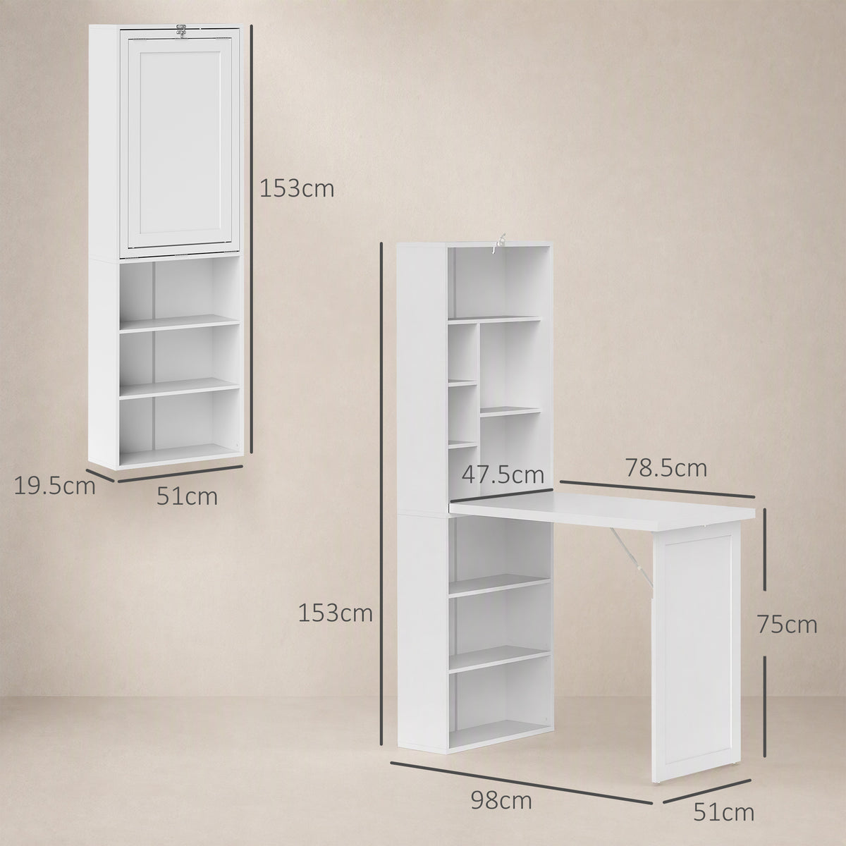 HOMCOM Three-Part Work Desk in White