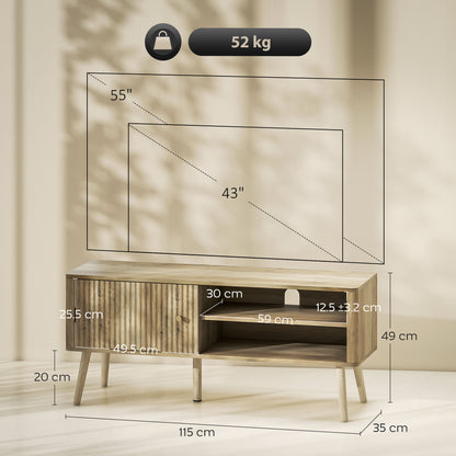 HOMCOM TV Stand Cabinet for TVs up to 55" in Oak
