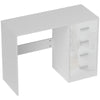 HOMCOM Computer Desk with Drawers, Dressing Table, High Gloss Home Office Writing Workstation, White